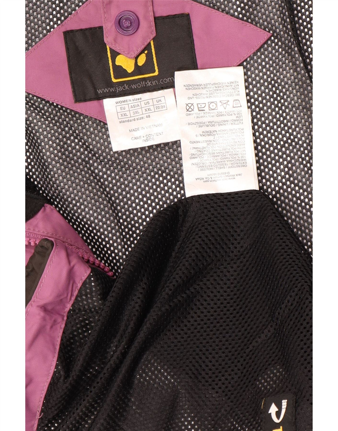 JACK WOLFSKIN Chaqueta impermeable gráfica para mujer ES 22/24 2XL Morado Colorblock