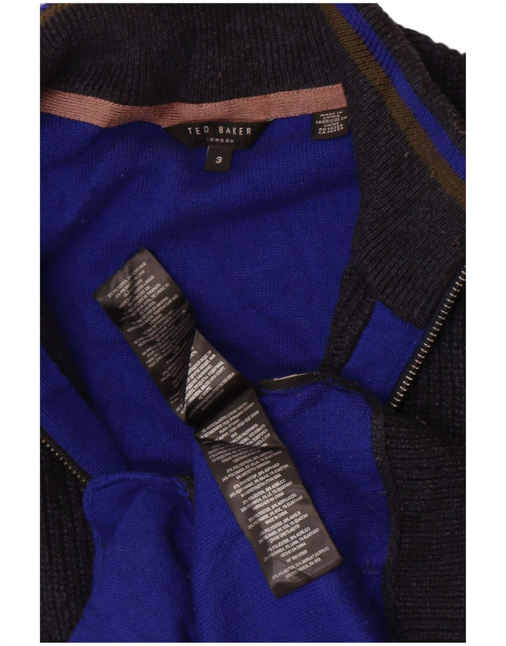 Ted Baker - Cárdigan para hombre, talla 3, poliéster azul marino mediano