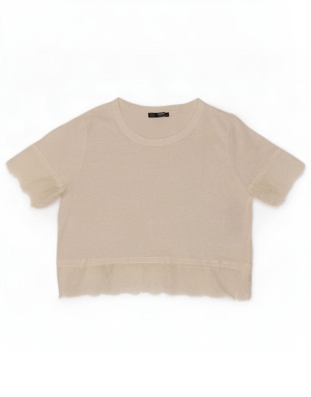 Zara Mujer Crop Blusa Top UK 40 Medium White Linen