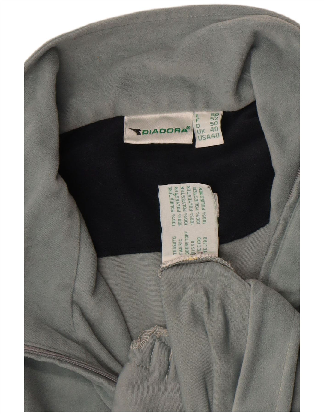 Diadora Chaqueta de chándal de terciopelo para hombre Reino Unido 40 Poliéster gris grande