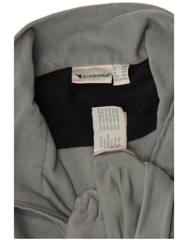 Diadora Chaqueta de chándal de terciopelo para hombre Reino Unido 40 Poliéster gris grande