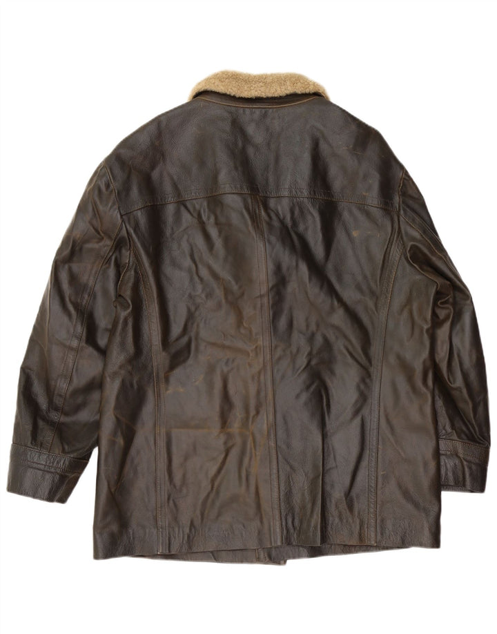 LAVORAZIONE ARTIGIANALE Chaqueta de cuero para hombre UK 40 Cuero marrón grande