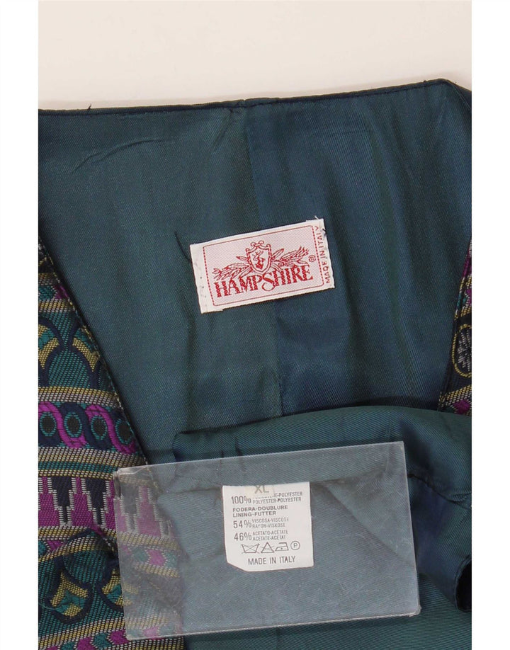 Chaleco Vintage Hombre XL Poliéster Geométrico Azul Marino
