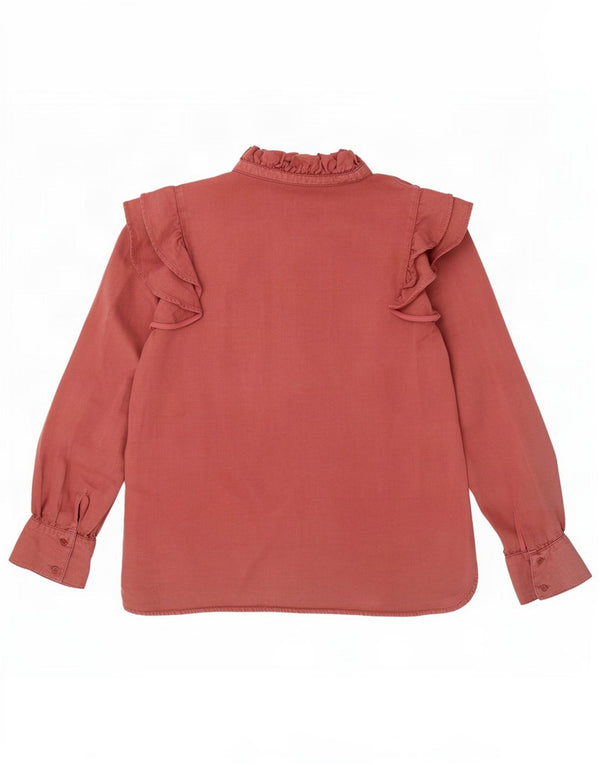 Segunda Mujer Camisa Blusa UK 12 Medium Borgoña Lyocell