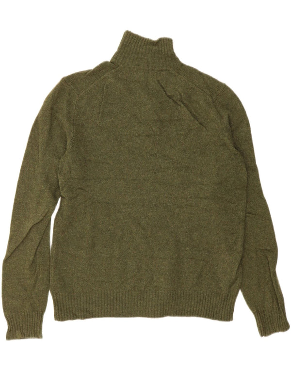 Jersey J. Crew Hombre con cuello y cremallera de lana verde medio