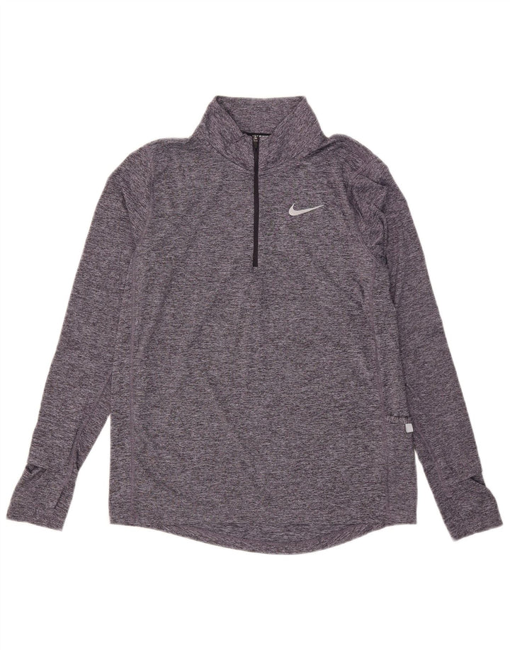 Nike Mujer Dri Fit Jersey Chándal Top UK 10 Pequeño Gris Moteado