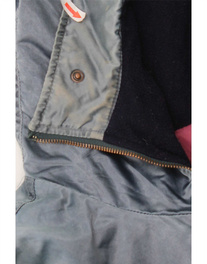 Vintage mujer con capucha chaqueta cortavientos de gran tamaño IT 44 azul medio