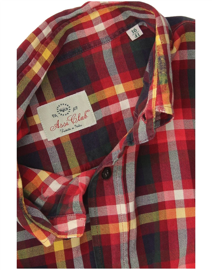 Camisa de franela vintage para hombre talla 16 41 cheque rojo grande