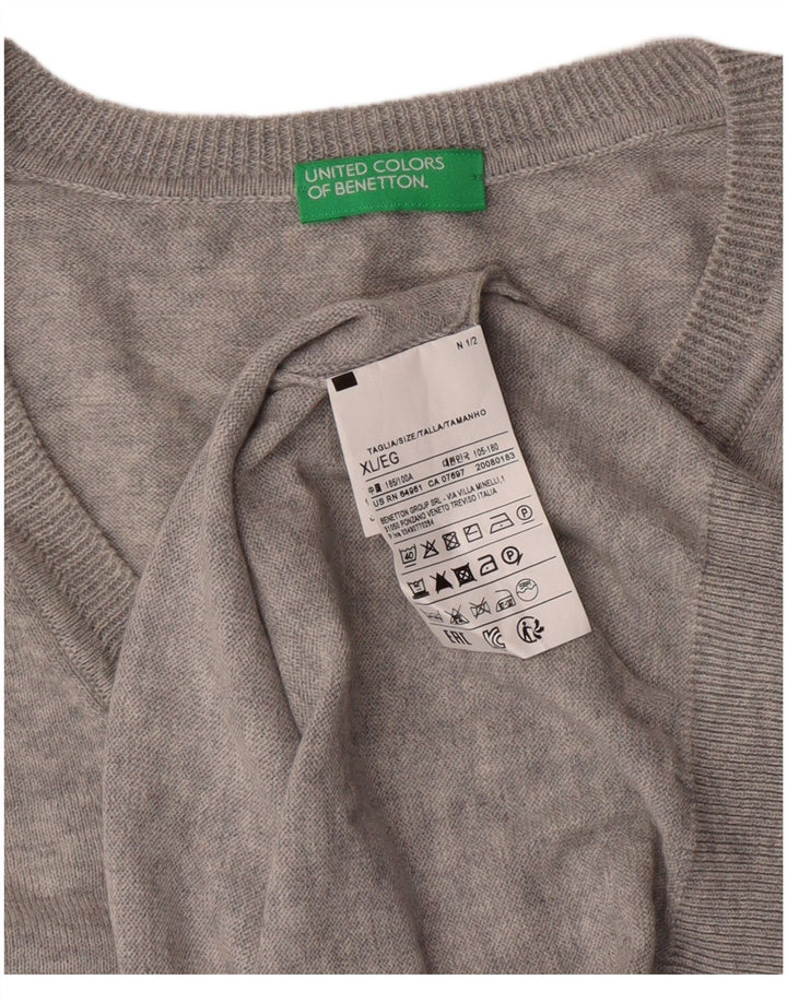 United Colors of Benetton Jersey con Cuello de Pico para Hombre XL Gris Algodón Clásico