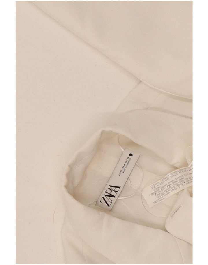 Zara Chaqueta Blazer De Doble Botonadura Para Mujer UK 44 Poliéster Blanco Mediano