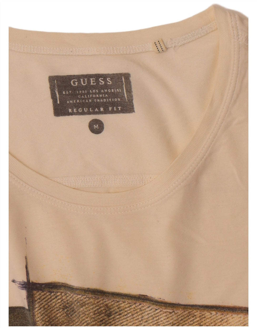 Guess Camiseta Estampada Regular Fit para Hombre Top Medium Off White