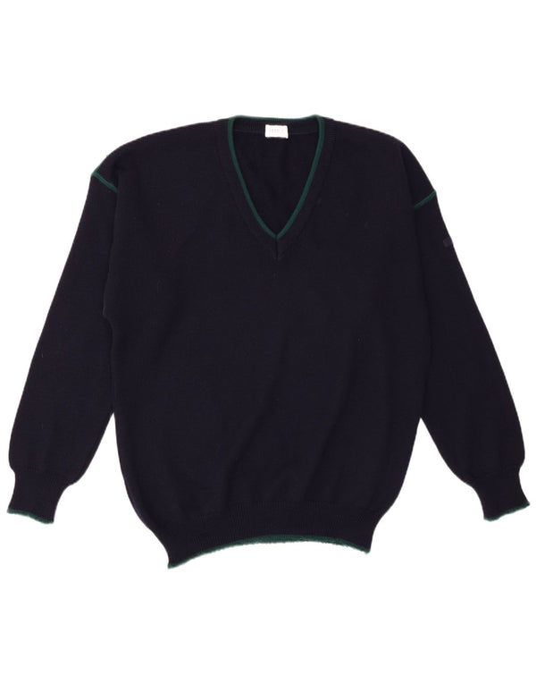 Marz Jersey Regular Fit con Cuello en V para Hombre EU 52 Large Azul Marino Lana Nueva