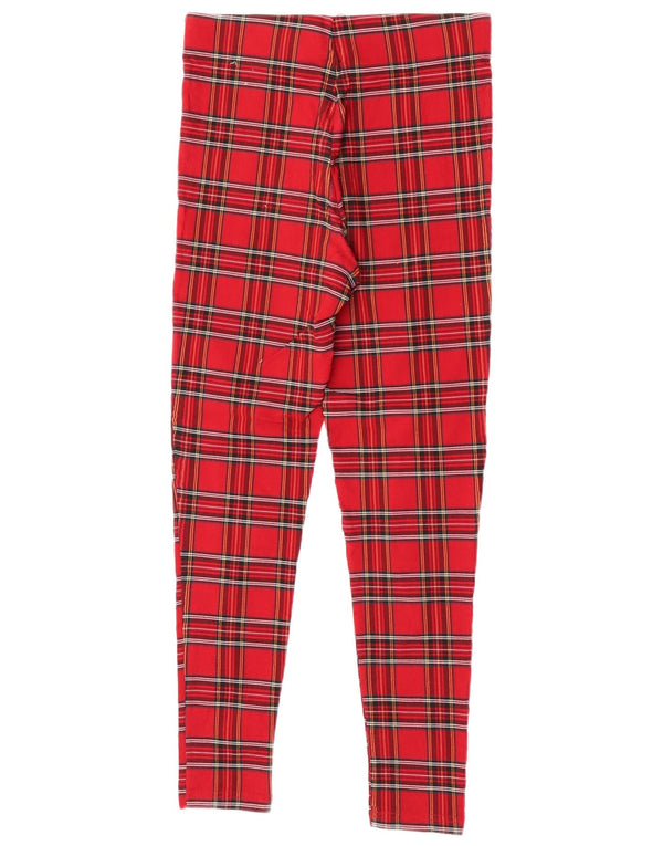 Zara Mujer Pantalones Casuales Pitillo Medianos W28 L26 Cuadros Rojos