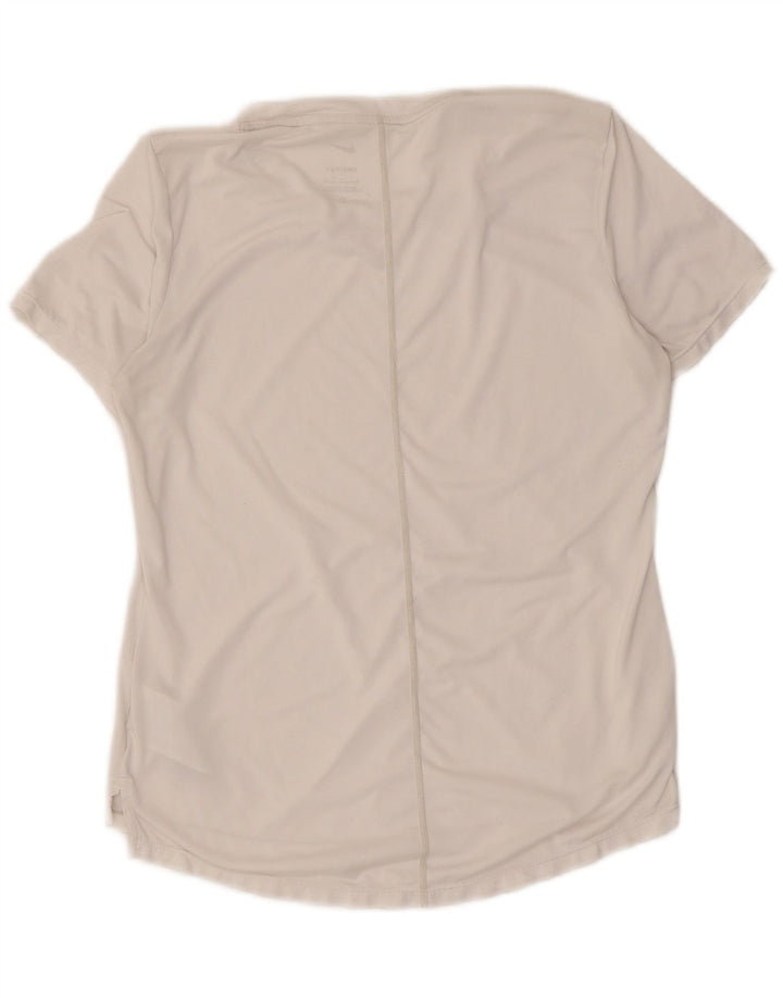 Nike Mujer Dri Fit Camiseta Top UK 10 Small Blanco Poliéster