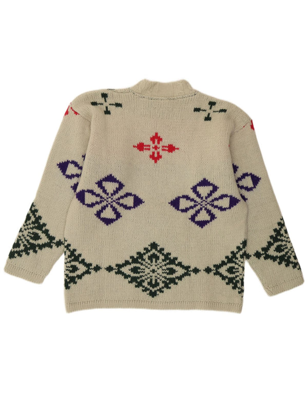 Vintage mujer cuello tortuga jersey suéter Reino Unido 16 lana geométrica verde grande