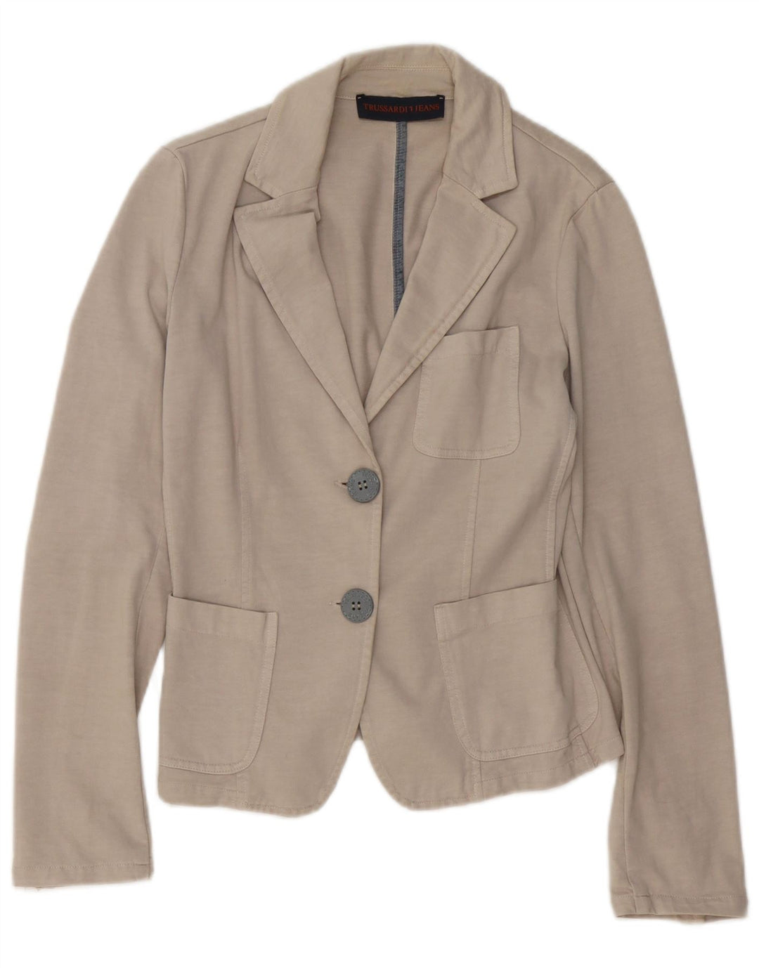 TRUSSARDI JEANS Chaqueta tipo blazer de 2 botones para mujer UK 42 Medium Beige