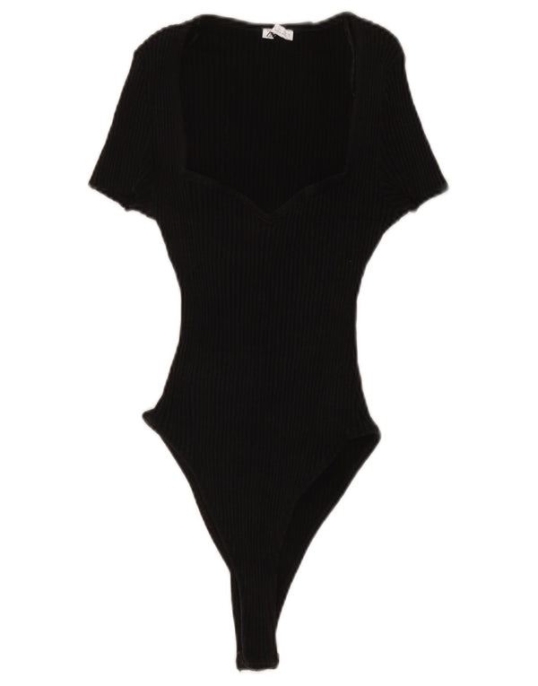Zara Body de manga corta para mujer UK 46 Large Algodón negro