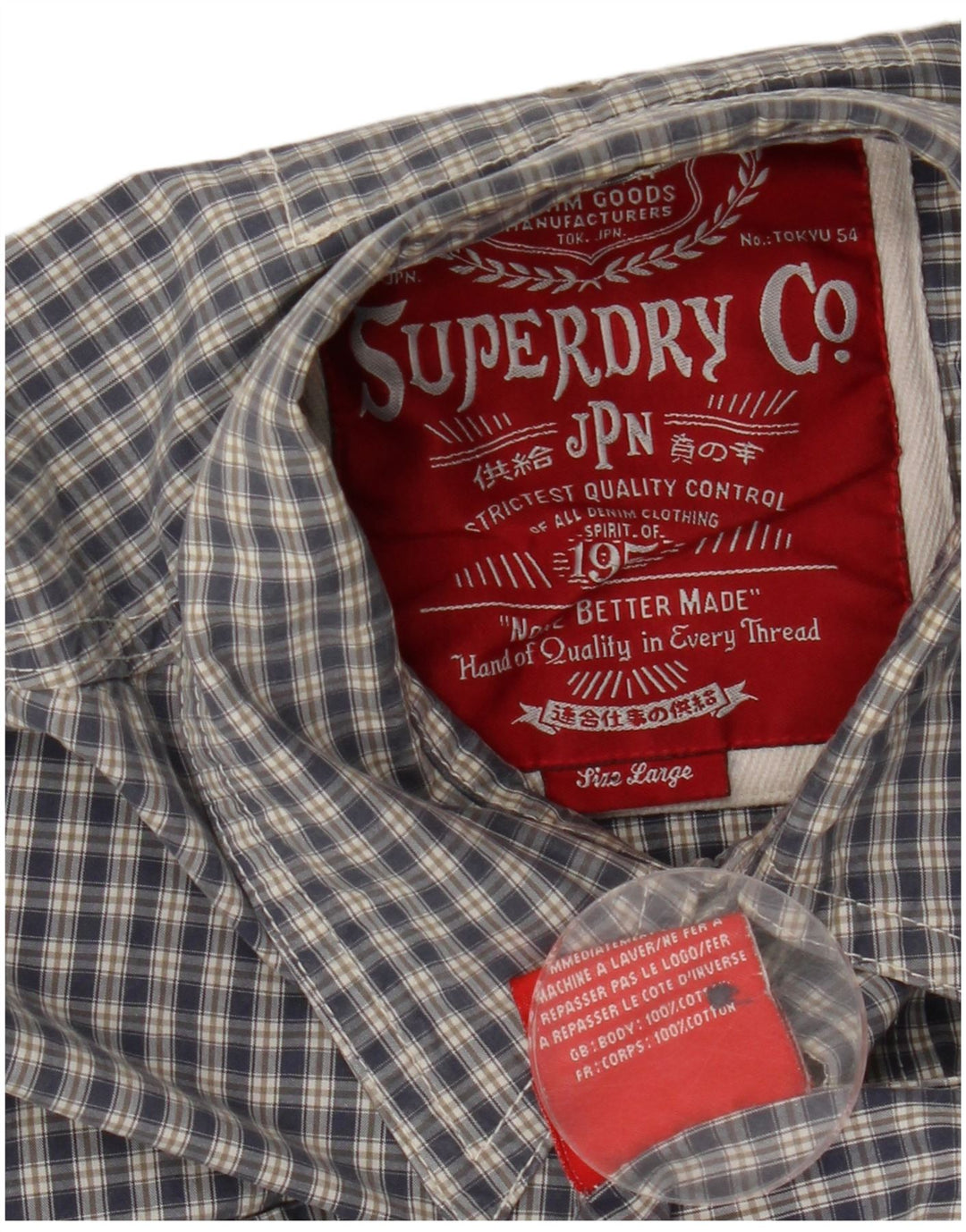 Camisa Superdry para hombre de algodón a cuadros azules grandes