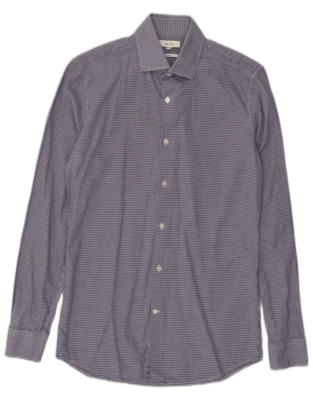 Camisa Reiss Hombre Slim Fit XS Algodón Azul Pata De Gallo