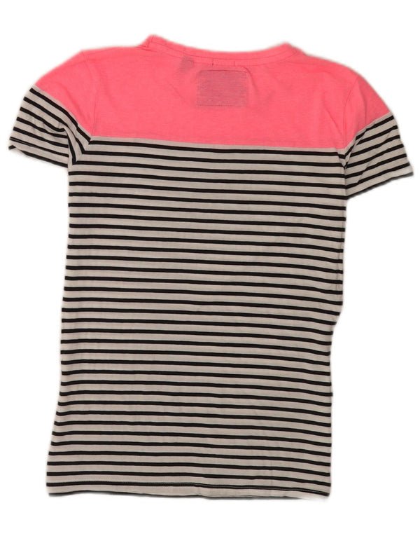 Superdry Camiseta Regular De Manga Corta Para Mujer UK 40 Small White Stripes