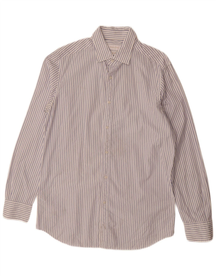 Camisa Massimo Dutti Hombre Mediana Rayas Blancas Algodón