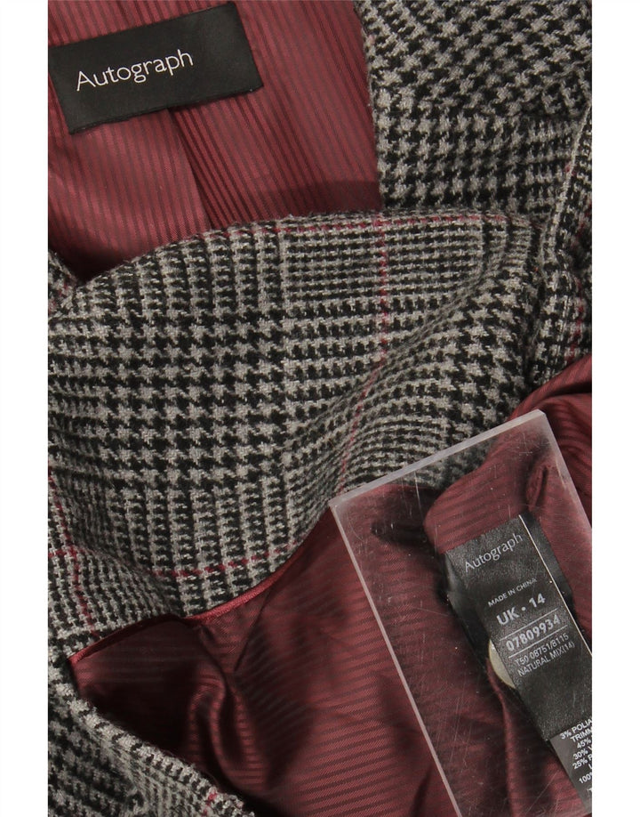 AUTOGRAPH  Womens 2 Button Blazer Jacket UK 14 Large  Grey Check Viscose Vintage Autograph and Second-Hand Autograph from Messina Hembry 