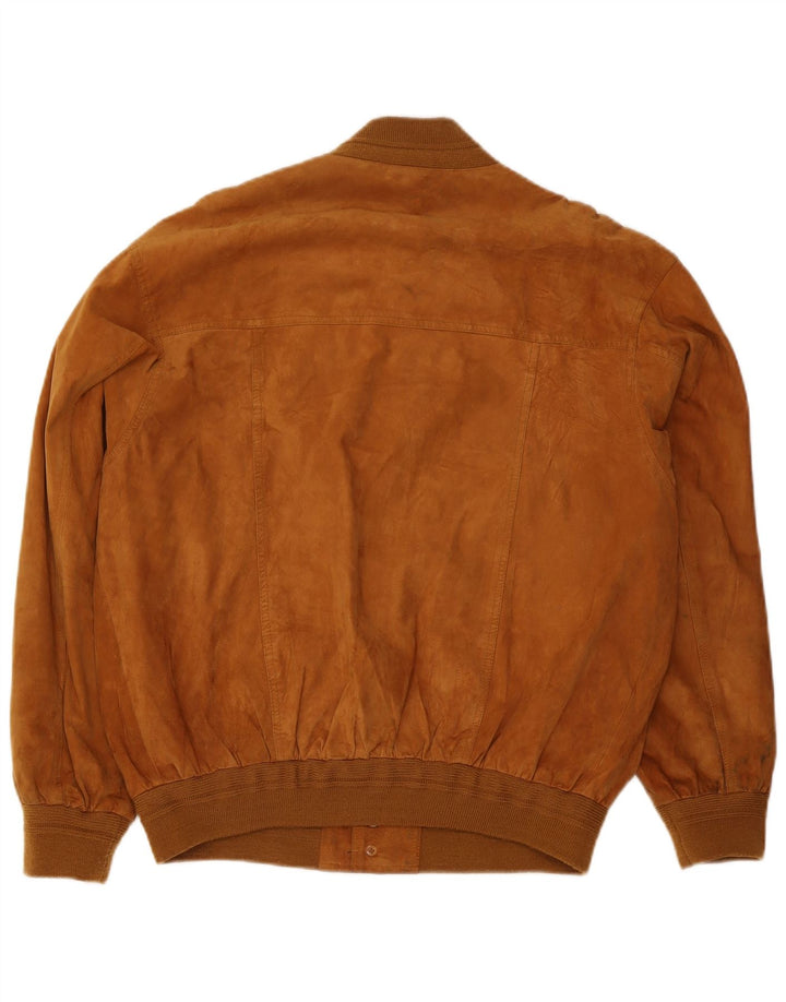 Chaqueta bomber de ante Prince para hombre Reino Unido 40 Cuero beige grande