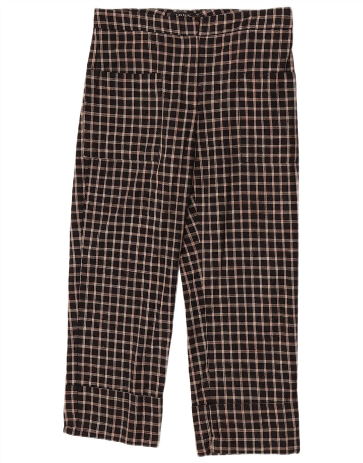 Zara Mujer Pantalones Cortos Medianos W28 L23 Algodón A Cuadros Negro