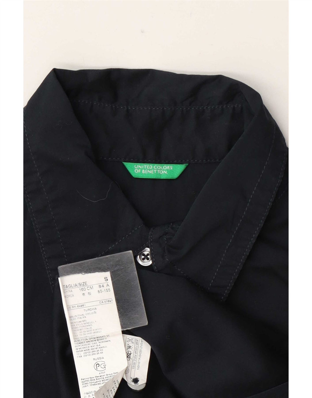 Camisa Benetton Mujer ES 40 Small Azul Marino Algodón