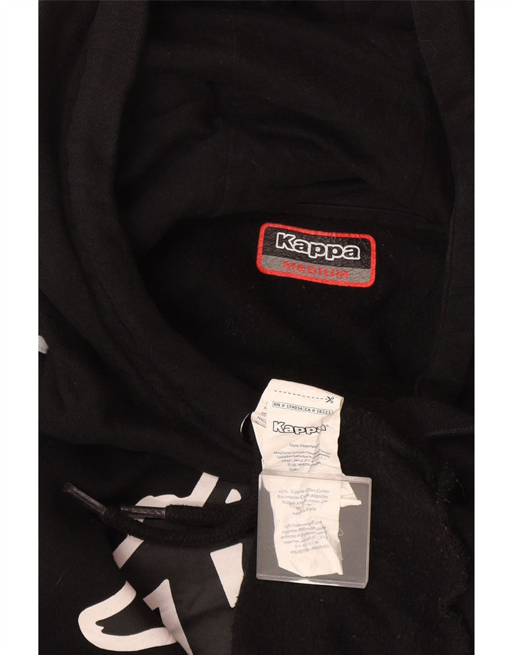 Kappa Hombre Sudadera Con Capucha Gráfica Jersey De Algodón Negro Mediano