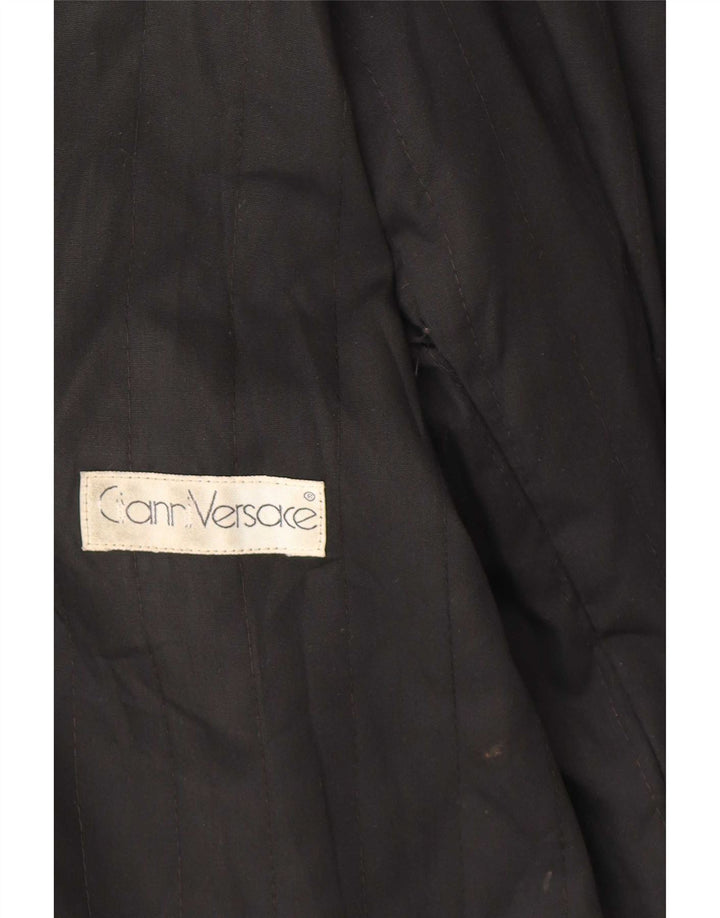Gianni Versace Chaqueta de cuero para mujer UK 18 XL Cuero negro