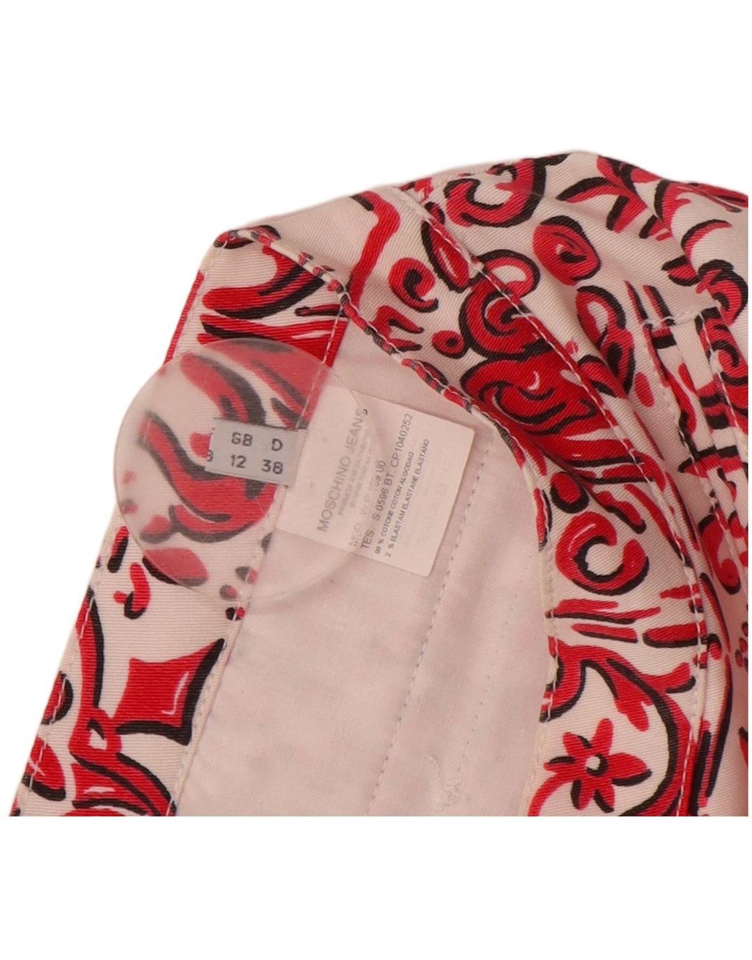 MOSCHINO Pantalones capri rectos para mujer UK 12 Medium W28 L21 Red Paisley