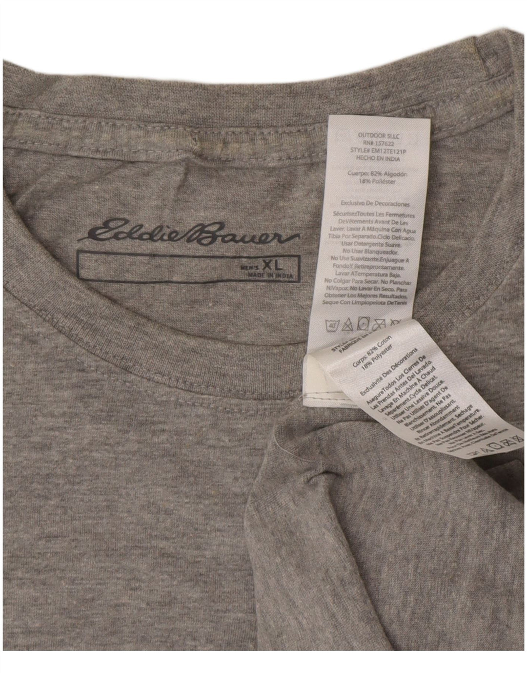 EDDIE BAUER Camiseta gráfica para hombre Top XL Algodón gris