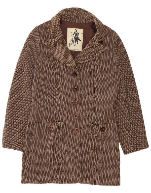 Mariella Burani Chaqueta Blazer Larga de 5 Botones para Mujer UK 46 Grande Marrón