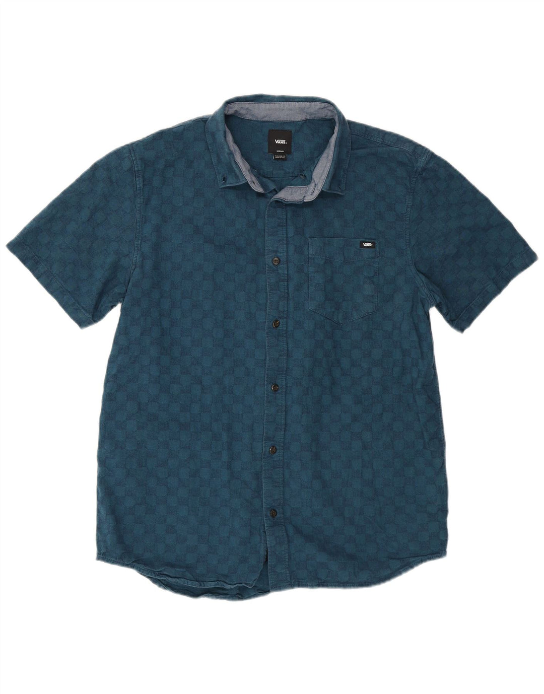Camisa Vans Hombre Manga Corta Classic Fit Azul Medio Geométrico