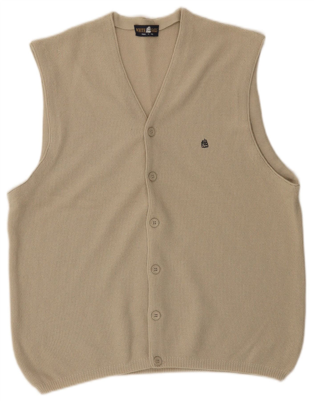 White Sails Cárdigan Sin Mangas Para Hombre De Lana Beige Medio