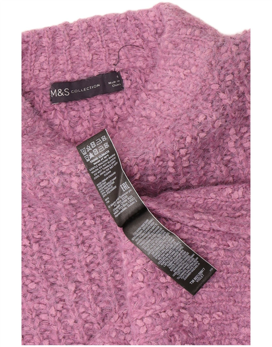 Marks & Spencer Jersey con Cuello Barco para Mujer UK 8 Small Poliéster Morado