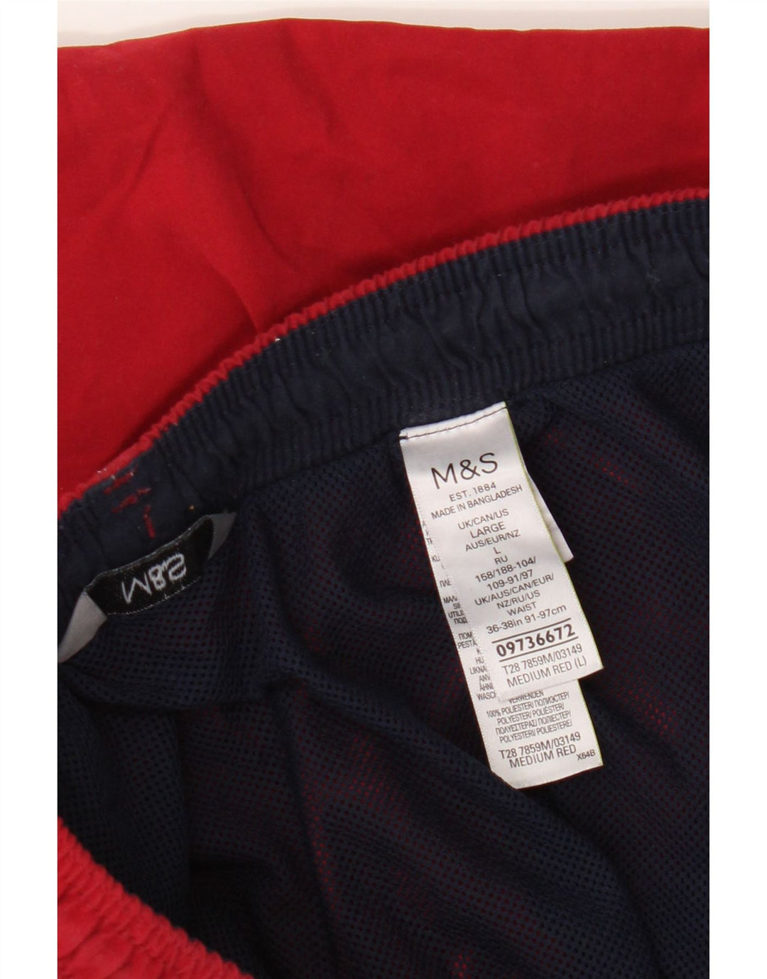 Marks & Spencer Bañador para hombre, talla grande, poliéster rojo
