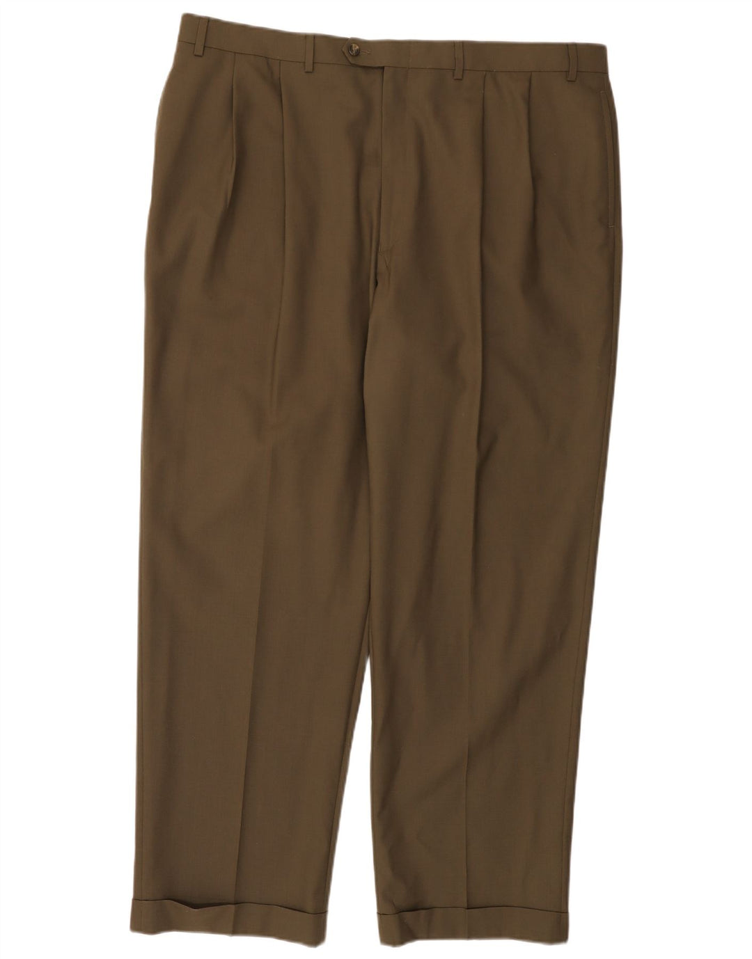 RALPH LAUREN Pantalón de traje con pinzas Total Comfort para hombre W42 L32 Lana caqui