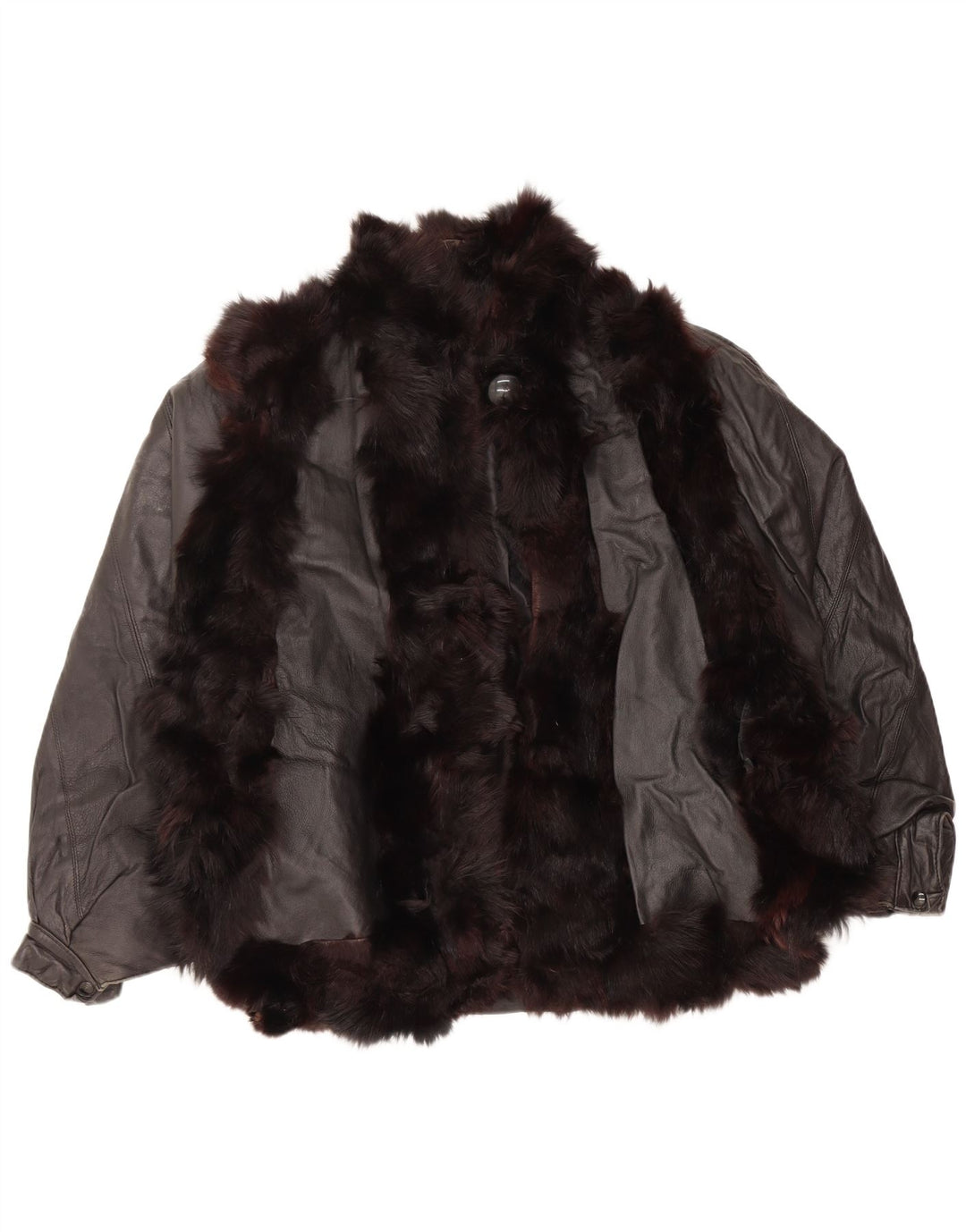 Vintage mujer piel chaqueta de cuero Reino Unido 14 negro medio