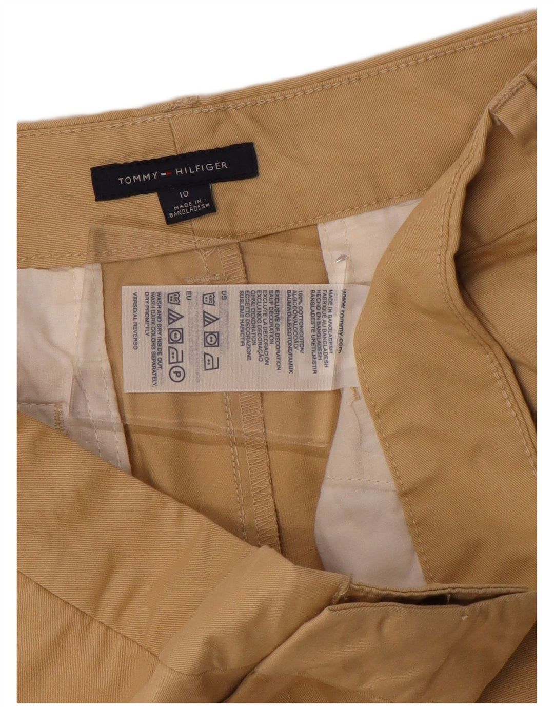 TOMMY HILFIGER Pantalones cortos chinos para mujer US 10 Grande W34 Algodón beige