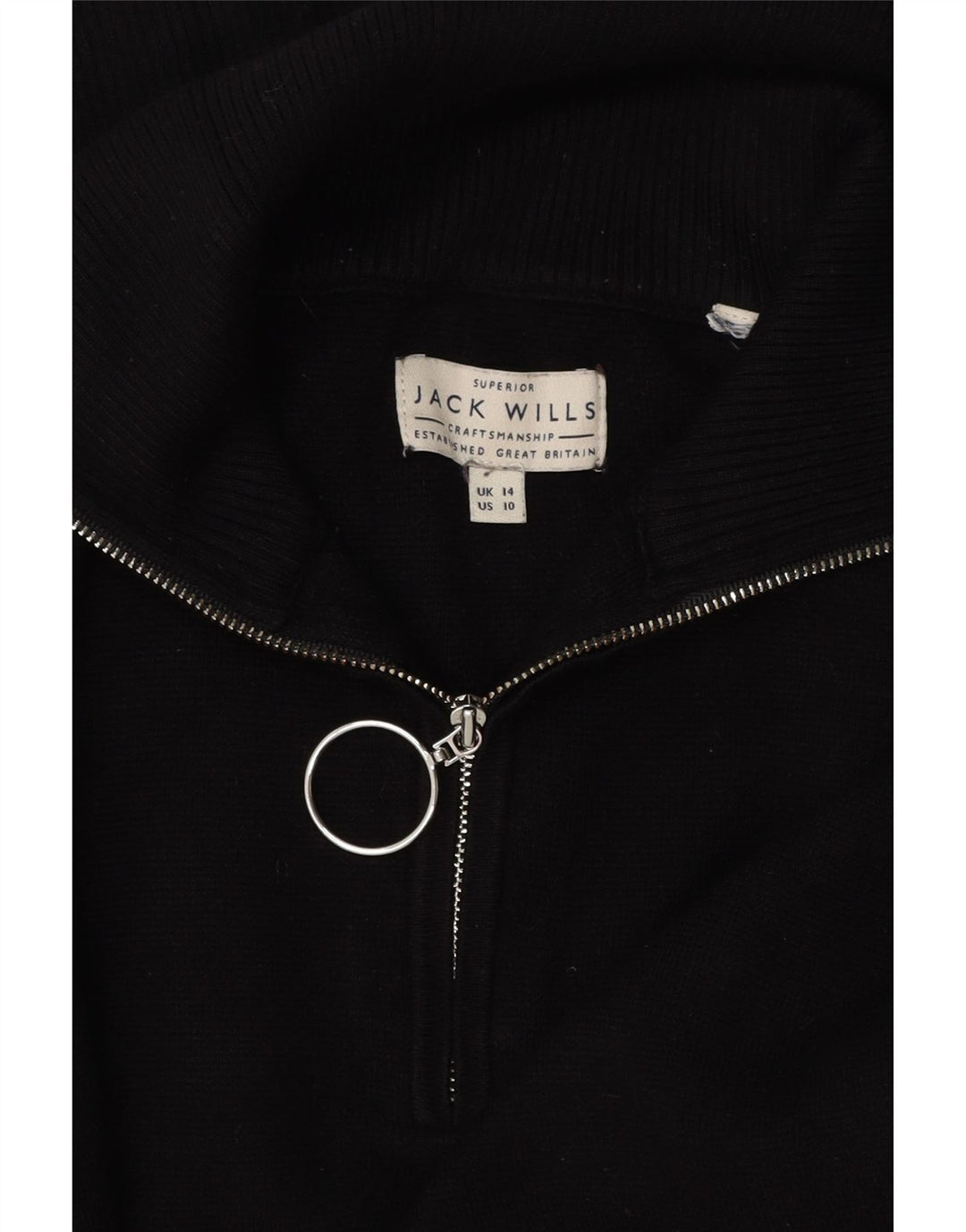 JACK WILLS Suéter extragrande con cuello y cremallera para mujer UK 40 Grande Negro