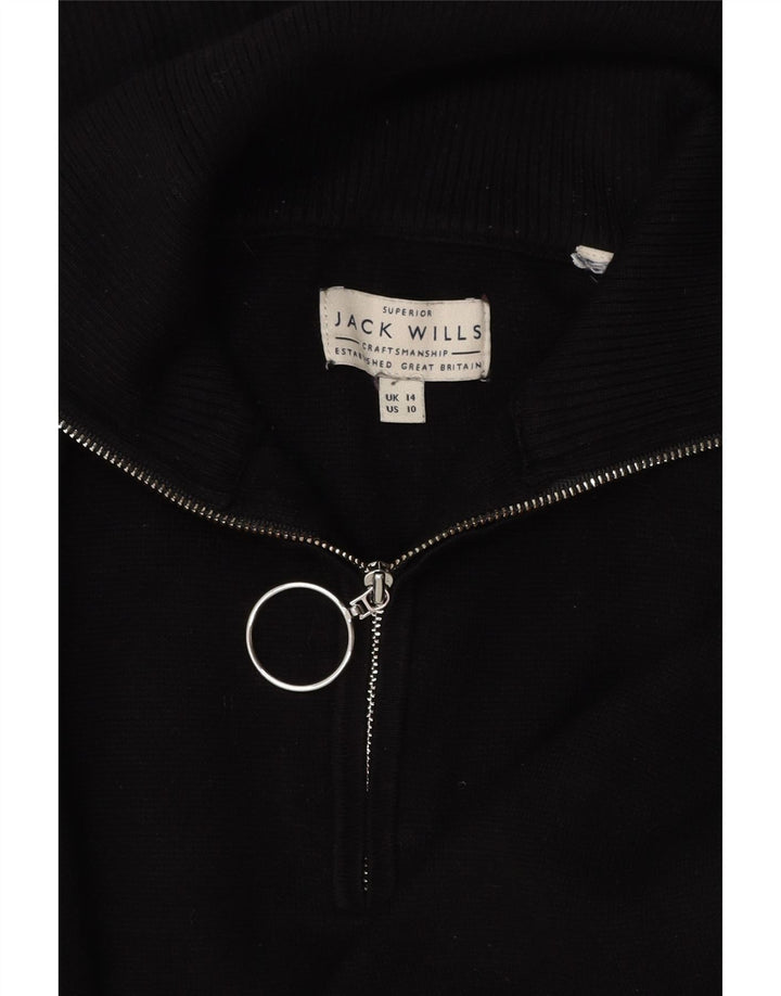 JACK WILLS Suéter extragrande con cuello y cremallera para mujer UK 40 Grande Negro