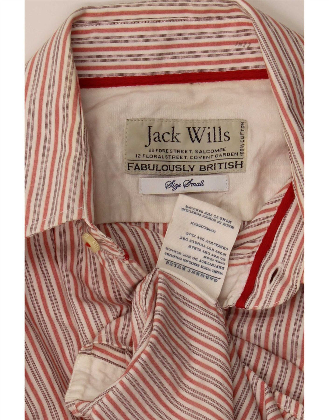 Camisa Jack Wills Hombre Small Algodón Rayas Rojas