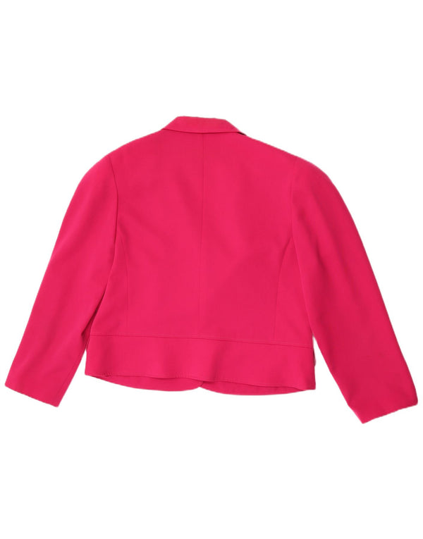 Yarell Chaqueta tipo blazer corta con manga 3/4 y 2 botones para mujer UK 40 XL Rosa