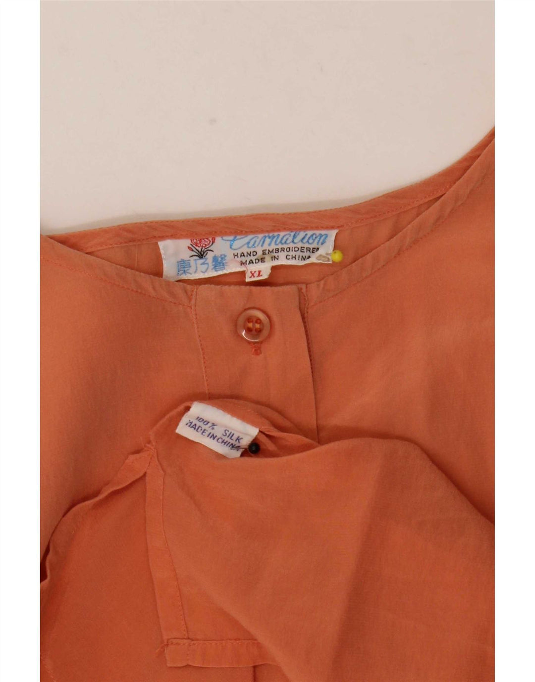 Blusa vintage para mujer Top UK 18 XL Seda naranja