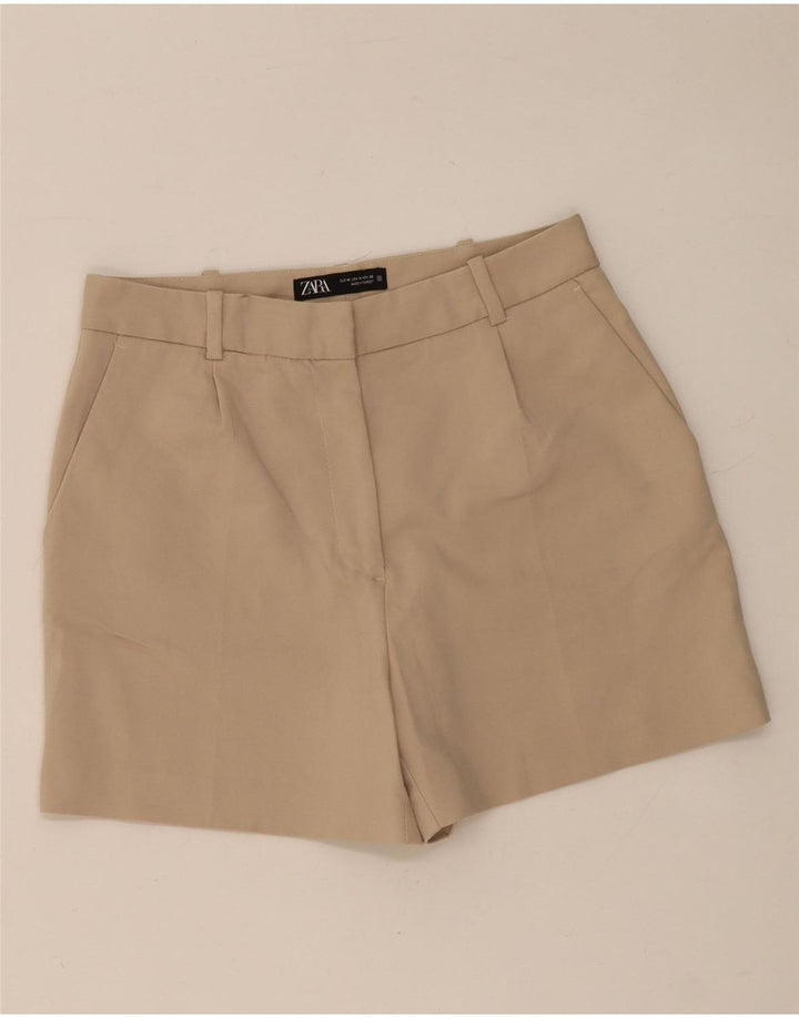 Zara Mujer Shorts Casual Mediano W30 Beige Algodón