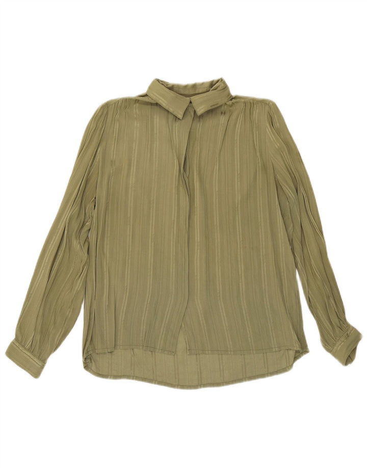 Vintage mujer camisa Reino Unido 16 grande verde rayas