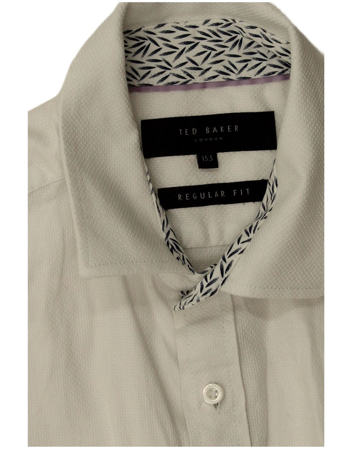 Ted Baker Camisa de corte regular para hombre, talla 15 1/2, algodón blanco mediano