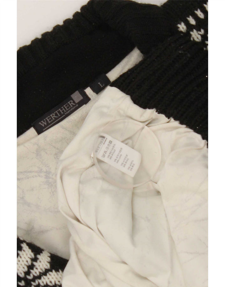 Werther Jersey con cuello y cremallera para hombre, talla grande, color negro, poliacrílico, Fair Isle